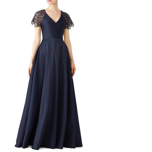 Monique Lhuillier Dresses & Skirts - New ML Monique Lhuillier  Navy Lace Sleeve gown